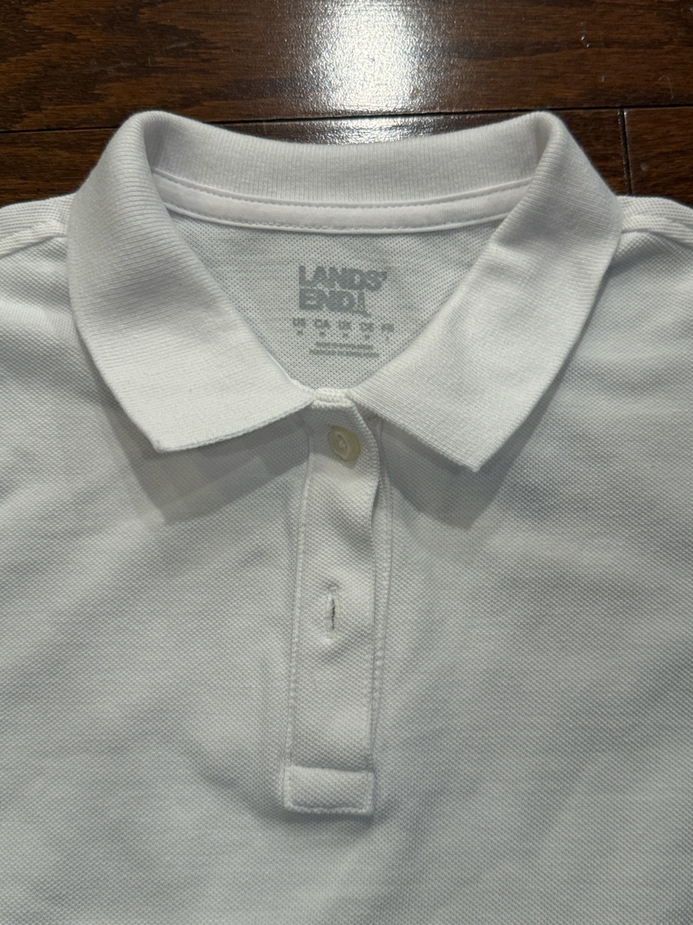 Lands' End Kids White Interlock Polo Size M